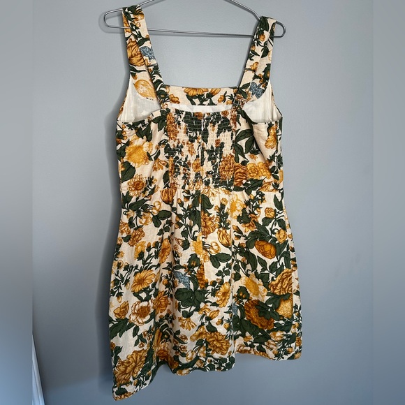 Orange Yellow with Blue Accent Linen Sundress - Picture 9 of 16